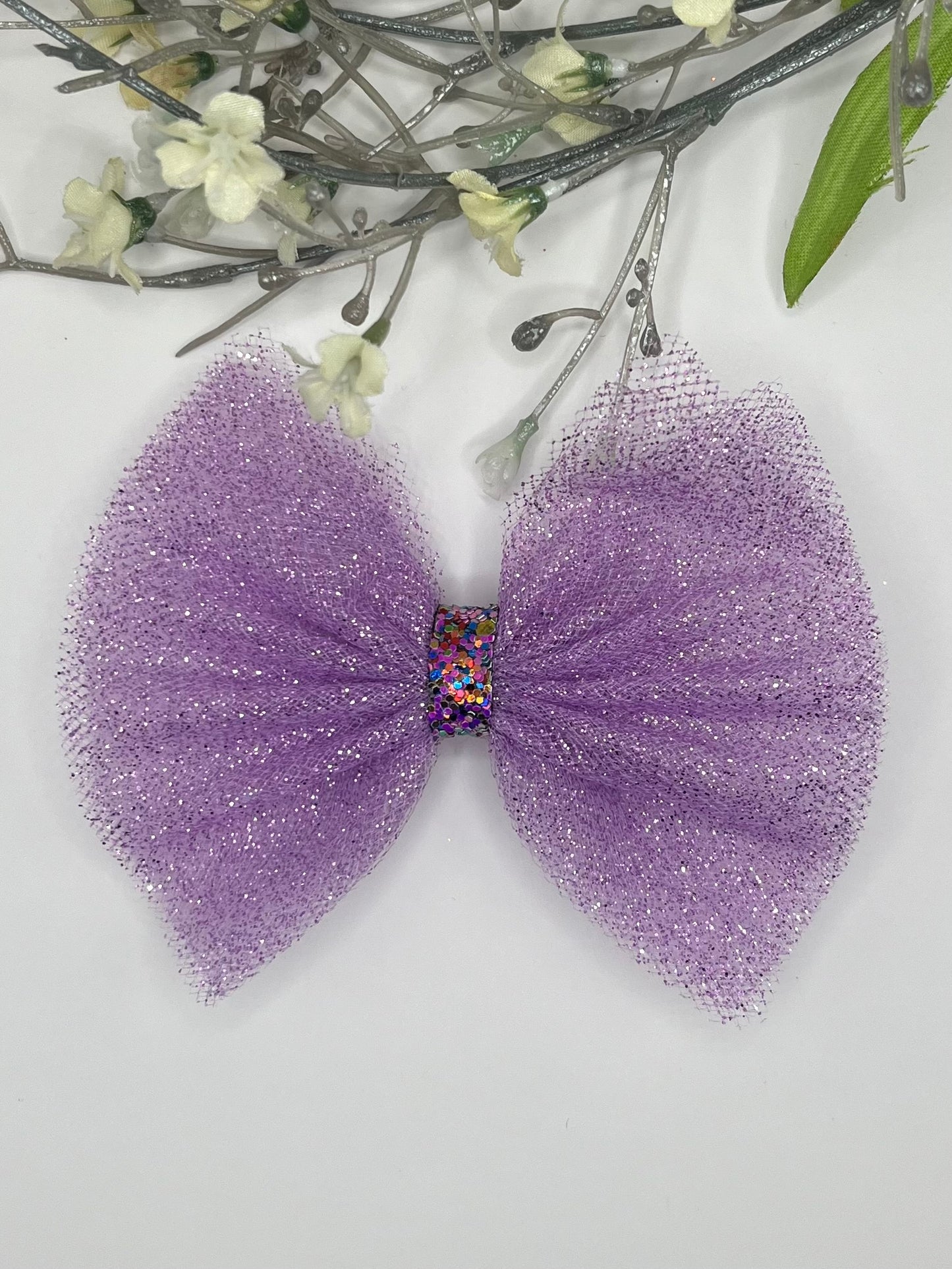 Sparkle classic 4" tulle clip in hair bow