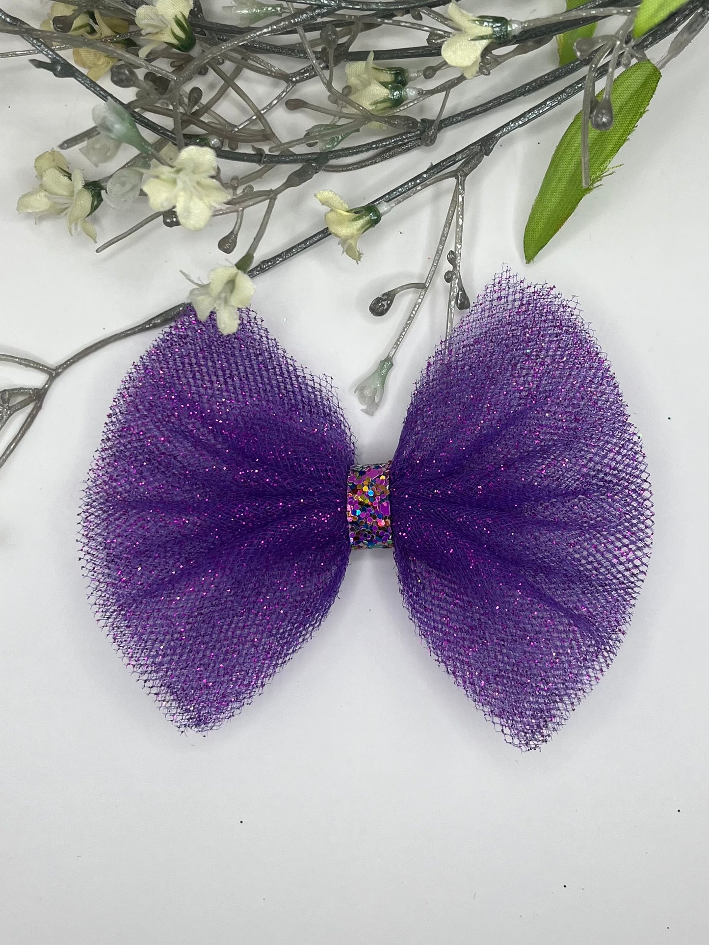 Sparkle classic 4" tulle clip in hair bow