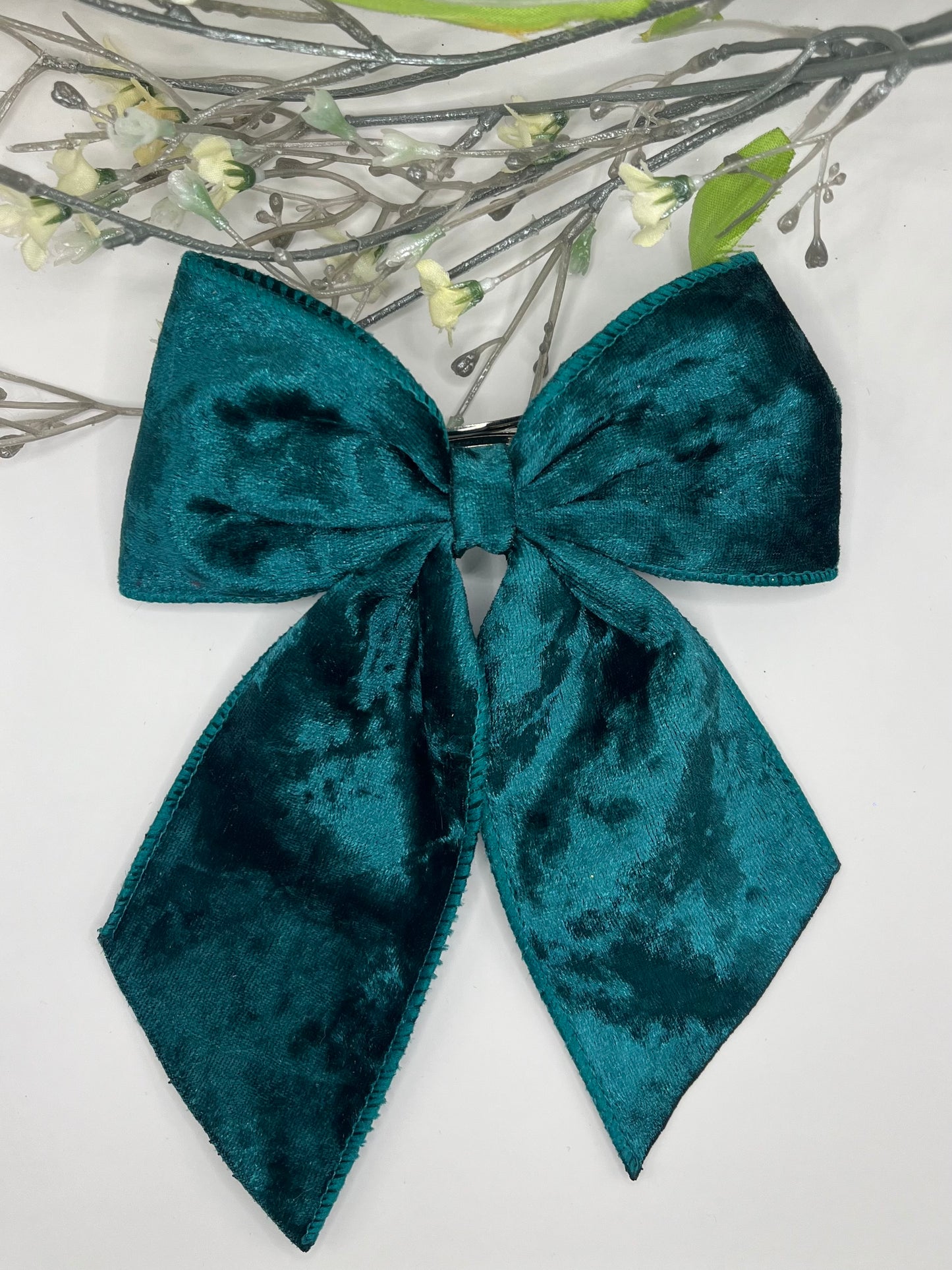 Velvet long tail clip in hair bow