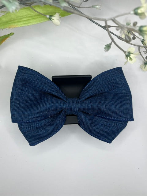 Dark blue denim butterfly large claw clip